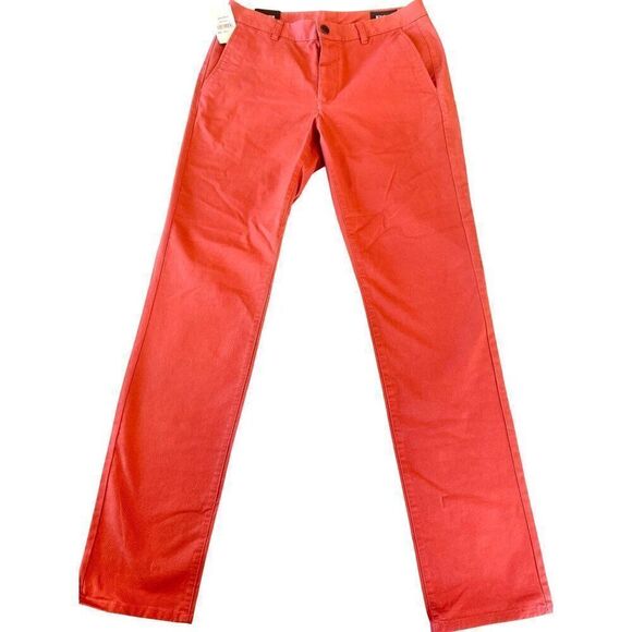 NWT Bonobos Men's Slim Fit Chino Pants 32x34 Rich Coral Preppy Summer Pants - Picture 1 of 6